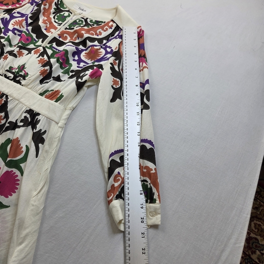 ba&sh Floral Boho Dress Size S Viscose Long Sleeve White Printed Mini - Picture 13 of 16